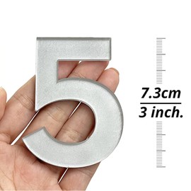 HASWARE House Number 3 inch (7.5 cm) Self Adhesive Letters Apartment Door Numbers Street Address Plaque Home Stylish Decor, Acrylic(2, Silver)