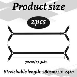 2 Stück 70-277cm Betttuchspanner,Matratzenklammern mit Langen Spannbändern,Bettlakenspanner Verstellbar,Elastische Bettlakenspanner,Elastische Spannbettlaken Halter für Bettlaken, Matratze,Sofa,usw.