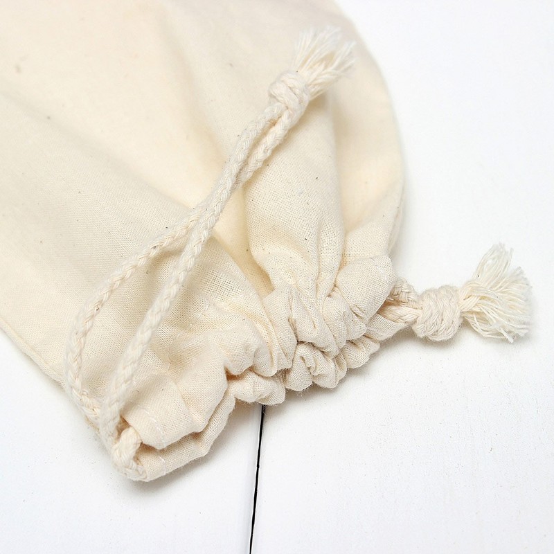 Household Beige Large Capacity Natural Cotton Drawstring Storage Laundry Sack