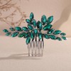Teyglen Peacock Green Wedding Rhinestone Hair Comb and Crystal Hair