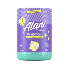 Alani Nu Limonada congelada en polvo pre-entrenamiento, extra potenciador, sin azúcar, 300 mg de cafeína, L-teanina, beta-alanina, citrulina, 30...   