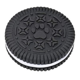 Juguete de Goma para Perros en Forma de Galleta Oreo | Sonido Interactivo | Limpieza de Dientes | Material Seguro y Duradero | Ideal para Mordidas y Masticaciones