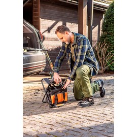 NEO TOOLS Folding Stool with Tool Bag, Folding Chair, Fishing Stool, Tool Bag, Seat Stool, 6 Outer Pockets, 33.8 x 33.5 x 30 cm (L x H x W)