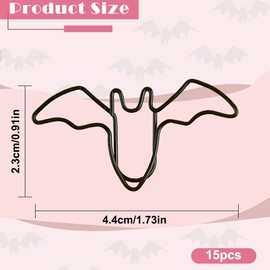 15pcs Paper Clips and Binder Clips, Bat-Shaped Clips, Black Metal Creative Paper Clips for Office and School, Unique Animal Design Clip for Notes, Bookmarks, Documents, Paperclips