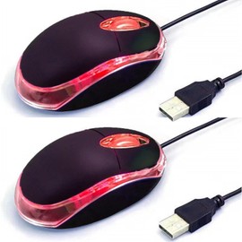 Yadojingcn 2 Pack Wired Mini Optical Mouse-Wired Mouse with Ergonomic Design, USB Computer Mouse for Laptops and PCs,Office and Home Mice,School,Kids (Black, Wired)