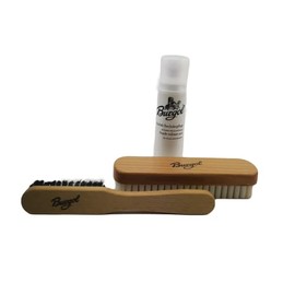 BURGOL Shoe Cleaning Set for Nubuck and Suede Care Professional Shoe Care Set for Suede Shoes with Bronze Wire Brush, Slat Brush, Nubuck Leather Care and Cotton Bag for Storage, clear