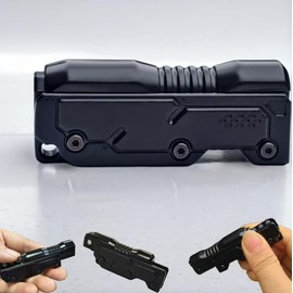 FELIXCONN Premium Metal Robot Gun Fidget Slider - Heavy Duty Haptic Magnetic Toy for Stress & Anxiety Relief, ADHD Focus, Manual Click Sound | Portable Black EDC Toy