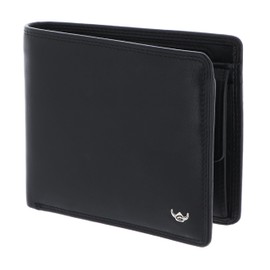 Golden Head Polo RFID Protect Billfold Coin Wallet with Zipped Pocket for Notes Black, black, Standard size, Elegant