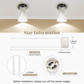 DiCUNO GU10 Base Socket, 600℃ Heat Resistant Maximum 250V 300W, Ceramic Lamp Holder and Silicon Wire Connector 25 Packages