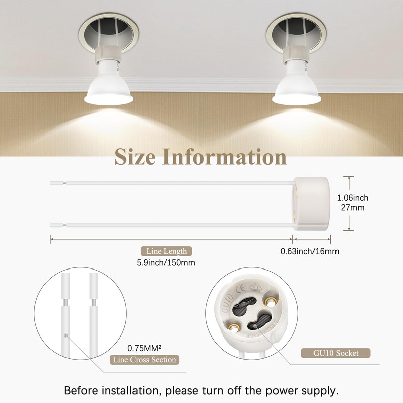 DiCUNO GU10 Base Socket, 600℃ Heat Resistant Maximum 250V 300W,