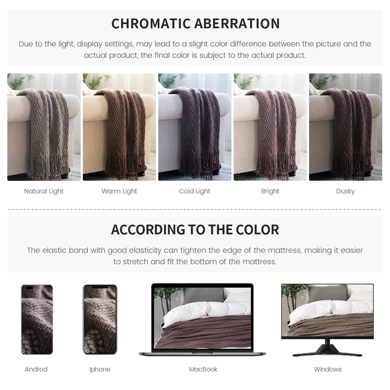 BOURINA Textured Solid Soft Sofa Throw Couch Cover Knitted Decorative