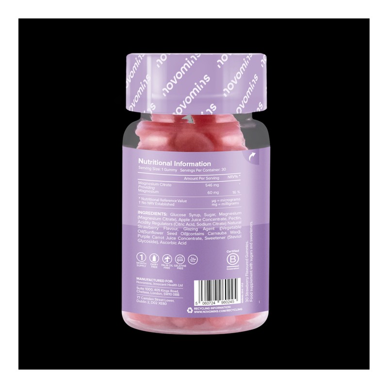 Novomins Kids Magnesium Strawberry Flavoured 30 Gummies