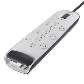 Belkin supresor de tensión con 12 salidas con cable y satélite; protección telefónica