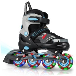RunRRIn Adjustable Kids Inline Skates for Boys Girls with Full Light Up Wheels - Roller Skates for Kids Ages 6-12, Toddler Ages 3-5, Youth Women Beginners Outdoor Indoor