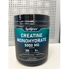 Luckycare Creatine Monohydrate - 5000 mg Pure Micronized Creatine - Creatine Powder for Workout Support - Vegan, Gluten-Free - 100 Servings