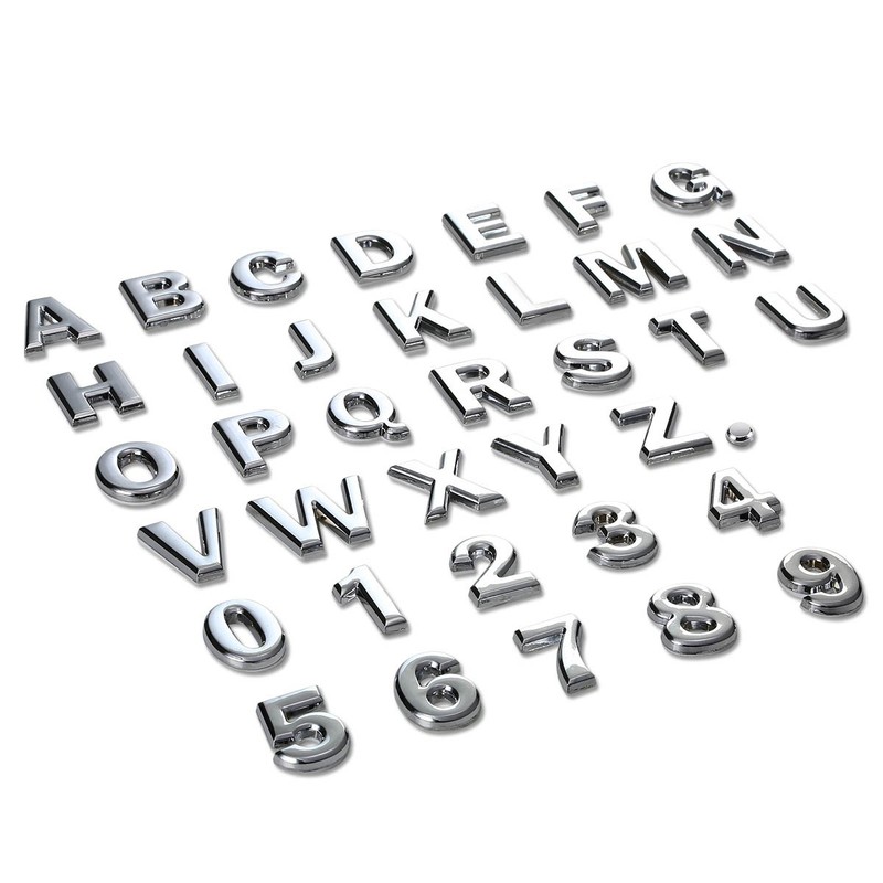 Metal Emblem Decal Logo Trim Badge Text Lettering"5" (Silver)