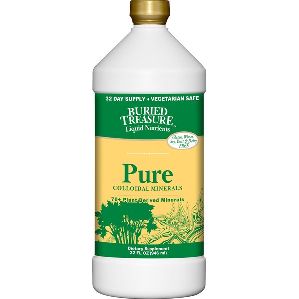 Buried Treasure Pure Colloidal Minerals 70 Plus Plant Derived Minerals from Eden Era Natural Plant Based Nutritional Supplement Liquid Bio-Available for Fast Absorption and Assimilation. 32 oz