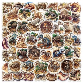 50 Packs Dinosaur Fossil Stickers Water Bottles Laptop Phone Motorcycle Computer Guitar Skateboard Hydroflasks Dinosaur Vinyl Sticker Waterproof Aesthetic Trendy Decals for Teens Girls Adults