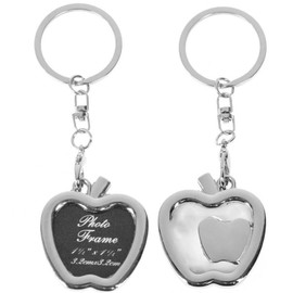 Apple Key Ring Keychain Picture Frame Detachable Keychain Diy Gift Silver 2pcs