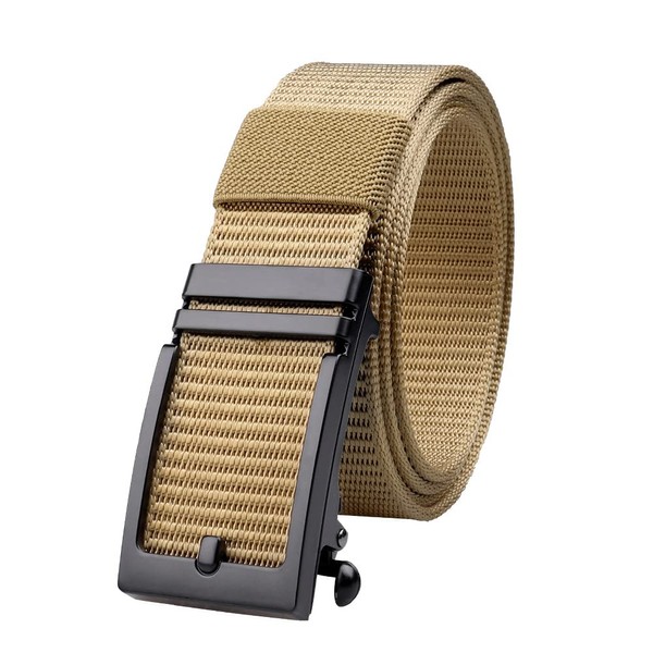 AUTOWT Men's Nylon Ratchet Belt, Highly Adjustable No Hole Thickened
