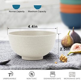 Wrova - Juego de 8 cuencos pequeños de paja de trigo de 10 onzas, cuencos irrompibles para postre para niños, mini cuencos para helados, aperitivos y frutas, aptos para microondas y lavaplatos, color