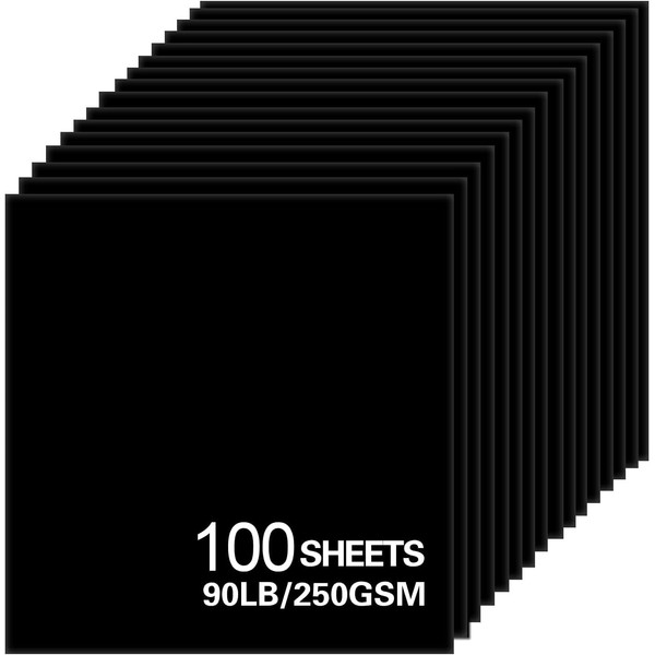 100Sheets Black Cardstock Paper, 12x12 Card stock for Cricut, Thick