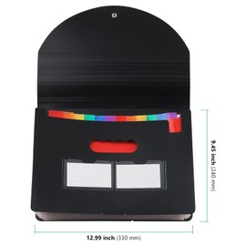 HAKZEON 37 Pockets A4 Expandable Accordion File Folder, Multi-Color A4 Expanding File Organiser, A4 Plastic Concertina File Organiser Box for Filing Folder, Filing Boxes