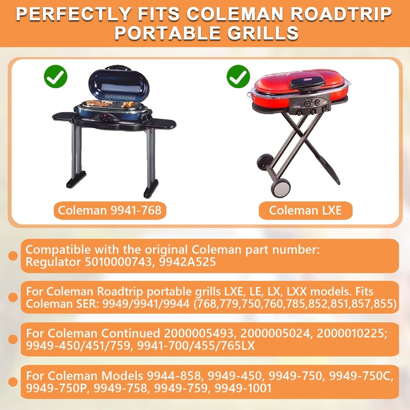 PETKAO 5010000743 Gas Regulator for Coleman Portable Sport Roadtrip Propane