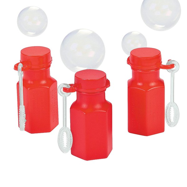 RED Hexagon Bubble Bottles - Toys - 48 Pieces