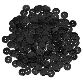 200 Pcs Sewing Buttons Black 2 Holes Button Round Resin Flatback Buttons 5/8"(15mm) Sewing Replacement Button Solid Color Button for Sewing and DIY Crafts