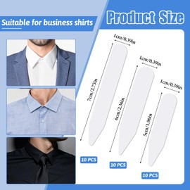 Giantree 30PCS 2.2" Collar Stays, Plastic Collar Stays, White