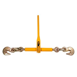 Mytee Products 3/8"-1/2" Heavy Duty Ratchet Lever Load Binder w/Grab Hooks 12,000 Lbs Working Load Limit - Yellow | Tie Down Hauling Chain Binders for Flatbed Truck Trailer