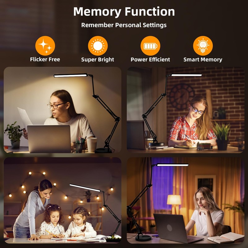 NOEVSBIG LED Desk Lamp with Clamp,2-in-1 Clamp on Desk Lamps