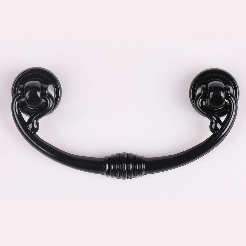 MuDuJia 10-Pack 2 1/2" Glossy Black Bail Drawer Pull Drop