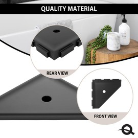 Questech 10" Corner Shower Shelf - Lugged for New Construction, Shower Organizer for Tiled Walls, Corner Caddy Soap Dish Bathroom Storage, Geo Lugged, Graphite Black