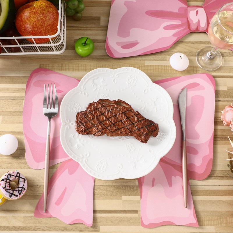 Tinlade 50 Pack Disposable Bow Placemats Coquette Bow Table Mats