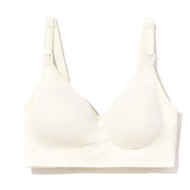 Gratlin Women's Seamless Maternity Nursing Sleep Bra Support Removable Padded Wireless Breastfeeding Bras Ivory Large - (38D, 38DD, 40B, 40C)