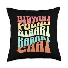 Biryani Pulao Nihari Karahi Chai Funny Pakistani Food Lover Throw Pillow