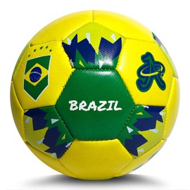 Brazil Soccer Ball World Cup 2022, Mini Size 2 Skills Ball, Leather Game Ball, Indoor & Outdoor, Kids, Adults, Collector & Game Quality…