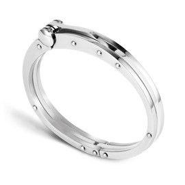 My Daily Styles Men s Stainless Steel Handcuff Bracelet Two-Tone Or Solid Color, Durable Cable Link, Adjustable Fit 8"-9" Wrist, Modern Fashion Jewelry for Men (Solid Steel)