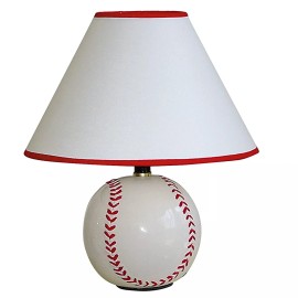 Broome Collection 12 White and Red Ceramic Baseball Sports Table Lamp With White and Red Empire