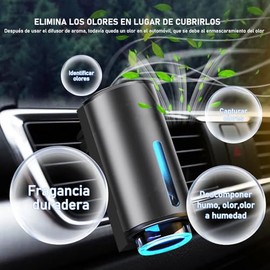 Difusor de Aromas para Carro,Difusores de Coche para Aceites Esenciales,con Tres Sabores,Arranque y Parada Inteligente ARM,2 Modos,Difusor para Auto,Apto Descomponer Olores a Humedad en Coche(Negro)