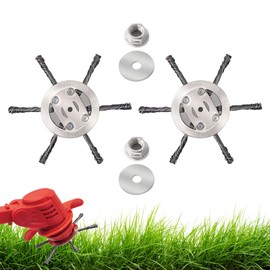 JAMSSOW 2 Pcs Steel Wire Grass Trimmer Head,Brush Cutter Strimmer Head,Wired Trimmer Head Replacement,Strimmer Attachments for Garden Moss Weed Rust Removal(6 Head)
