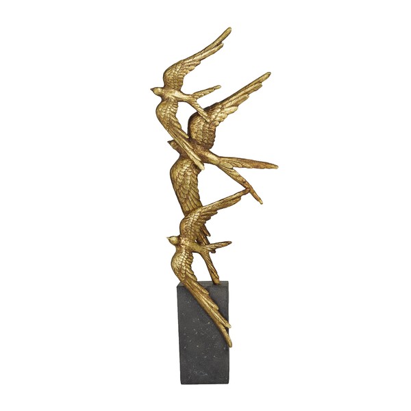 Deco 79 Polystone Bird Sculpture, 8" x 4" x 21", Gold