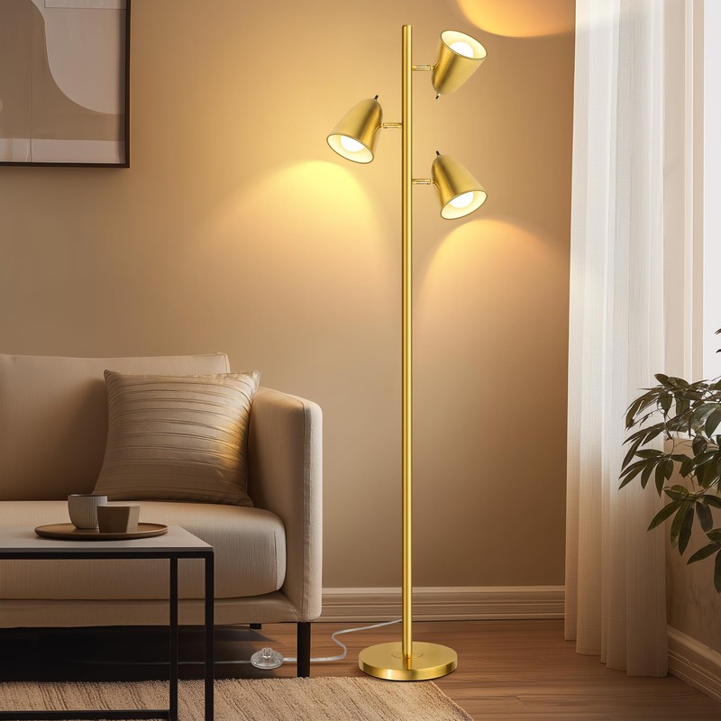 QiMH Tree Floor Lamp with 3 Light Bulbs, Standing Tall