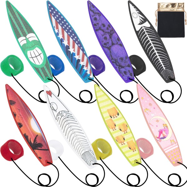 LA KEN DU Finger Surfboard for Car Ride, 8PCS Mini Surfboard for Kids-Wind Surfboard Fingerboard for Car Window (8 Colors with Receive Bag)