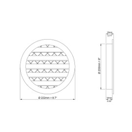 Ventilation Grille Diameter 200 mm Round with Flange/Pipe Connection Aluminium