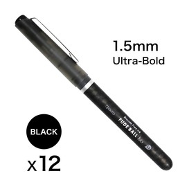 OHTO Fude Ball Bio 1.5 Rollerball Pen, Ultra-Bold 1.5mm, Water-Based Biocide Free Ink, Black, CFR-15FBO-BK, Pack of 12