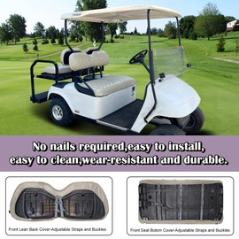 NOKINS Golf Cart Seat Covers for EZGO TXT 1994-2013/EZGO RXV OEM Ordinary Front Seat Cushion, No Stapler, Golf Cart Vinyl Replacement Diamond Front Seat Cover,Oyster Grey