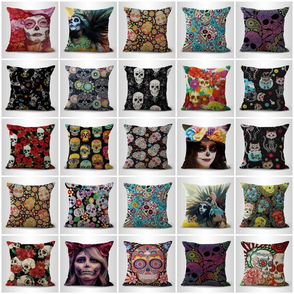 set of 20 sugar skull Mexico decorative pillowcases wholesale